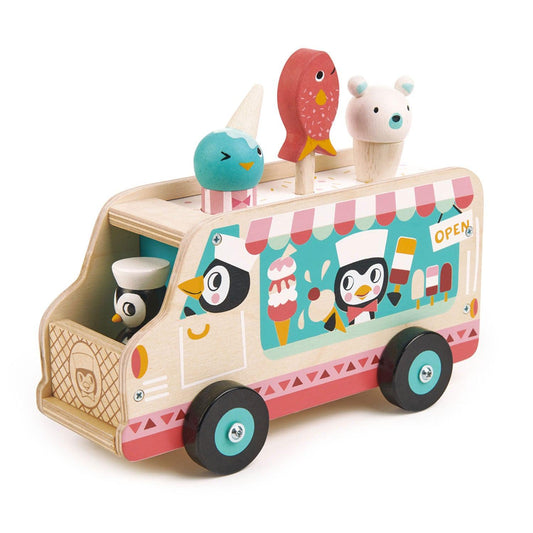 Tender Leaf Toys Penguin's Wooden Ice Cream Truck Toy