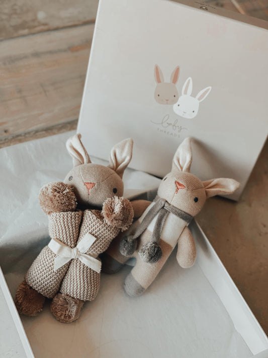 Threadbear Designs Little Bunny Baby Gift Set in Taupe