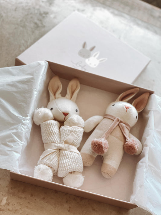 Threadbear Designs Little Bunny Baby Gift Set in White