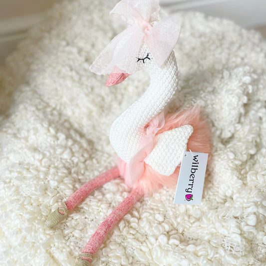 Wilberry White and Pink Knitted Swan Ballerina