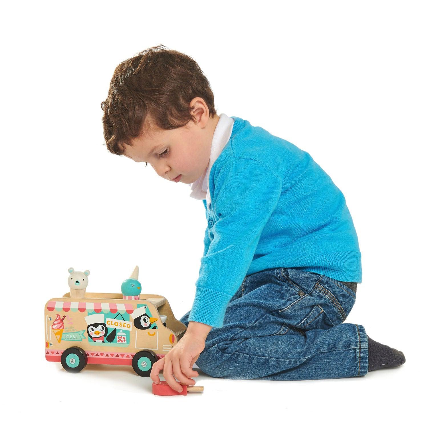 Tender Leaf Toys Penguin's Wooden Ice Cream Truck Toy