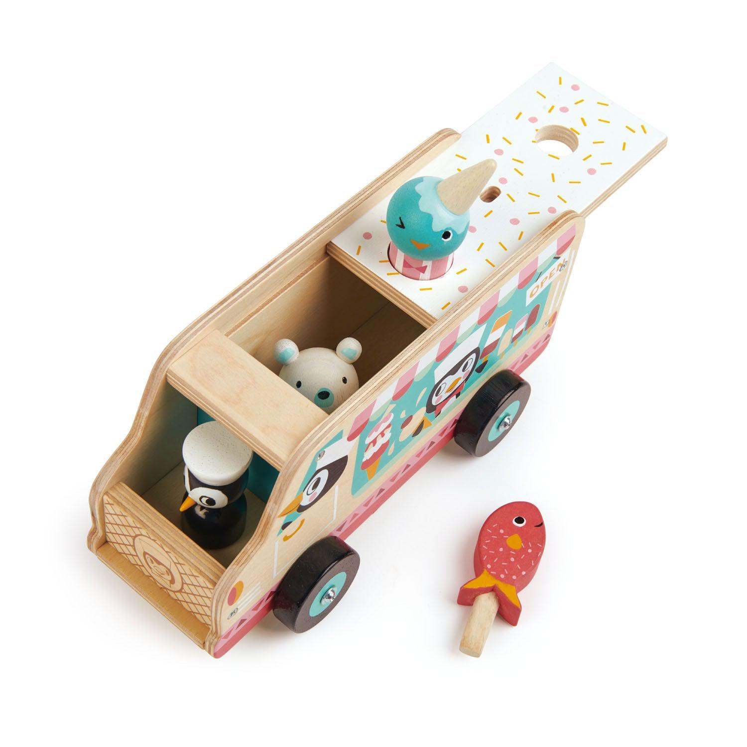 Tender Leaf Toys Penguin's Wooden Ice Cream Truck Toy
