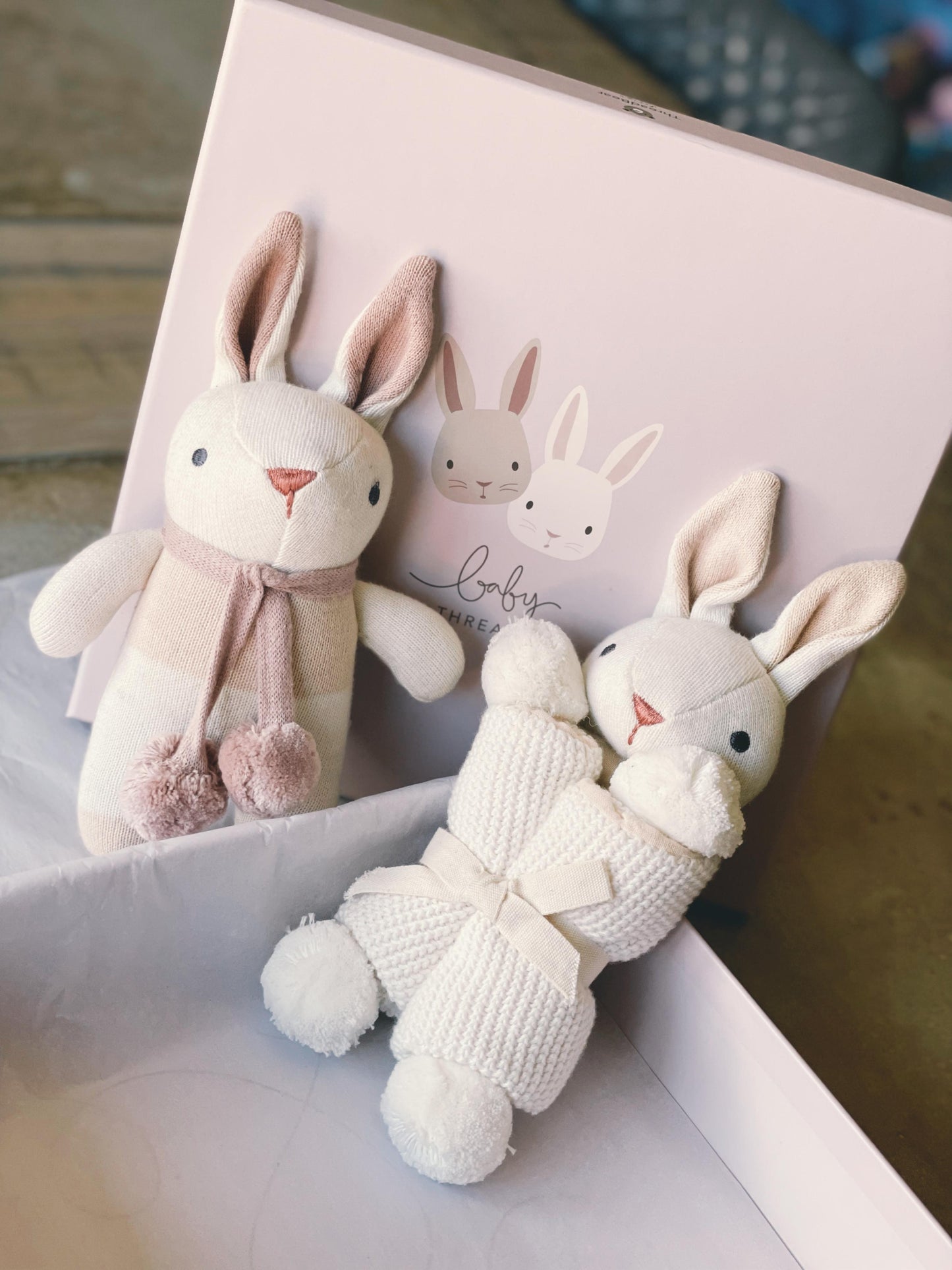 Threadbear Designs Little Bunny Baby Gift Set in White